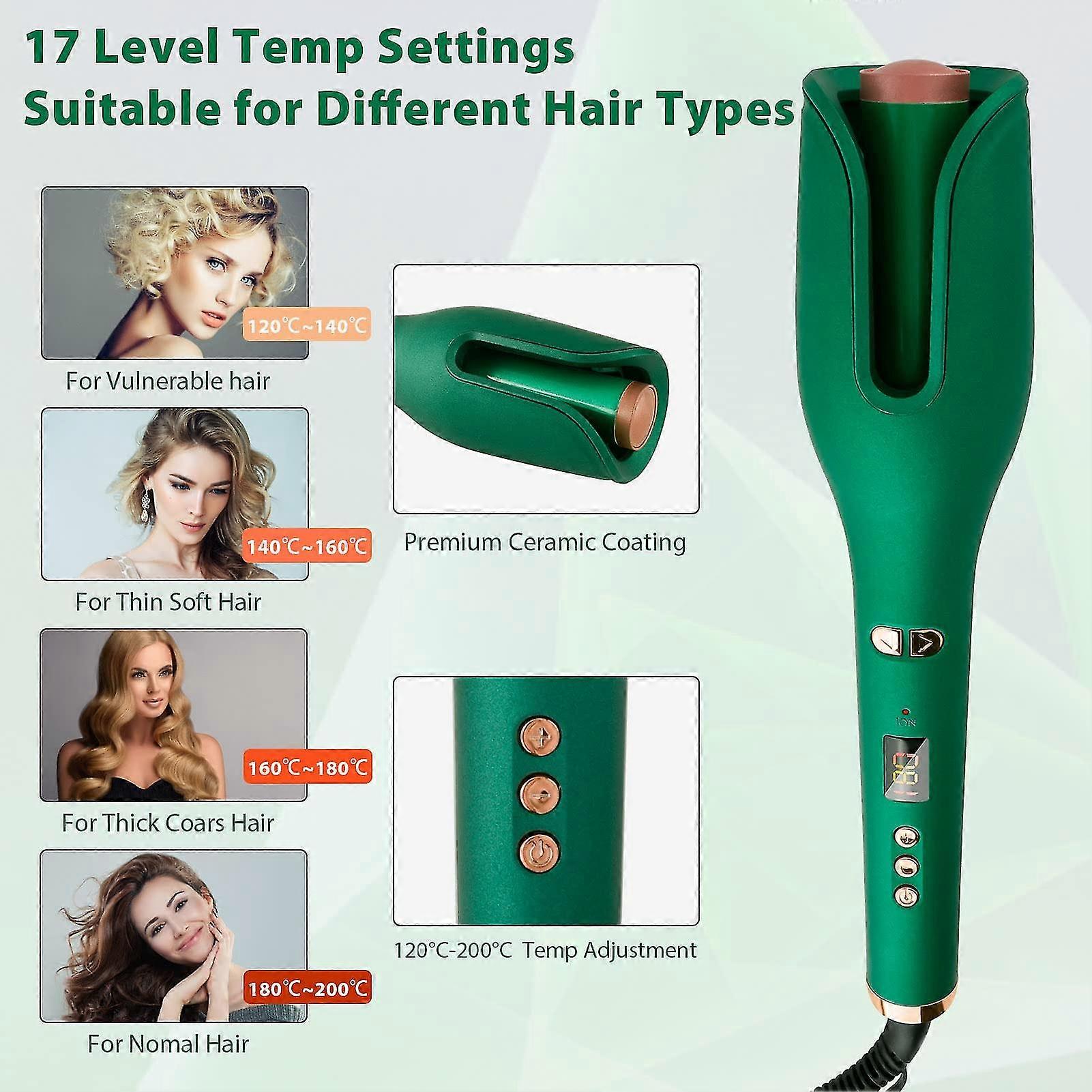 Automatic Hair Curler, Curling Wand Adjustable Temperature