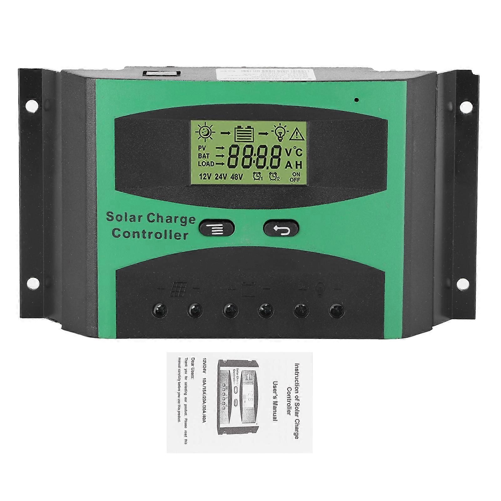12V/24V LCD Solar Charge Controller 30A Automatic Identification Multifunction with LCD Display E2U611
