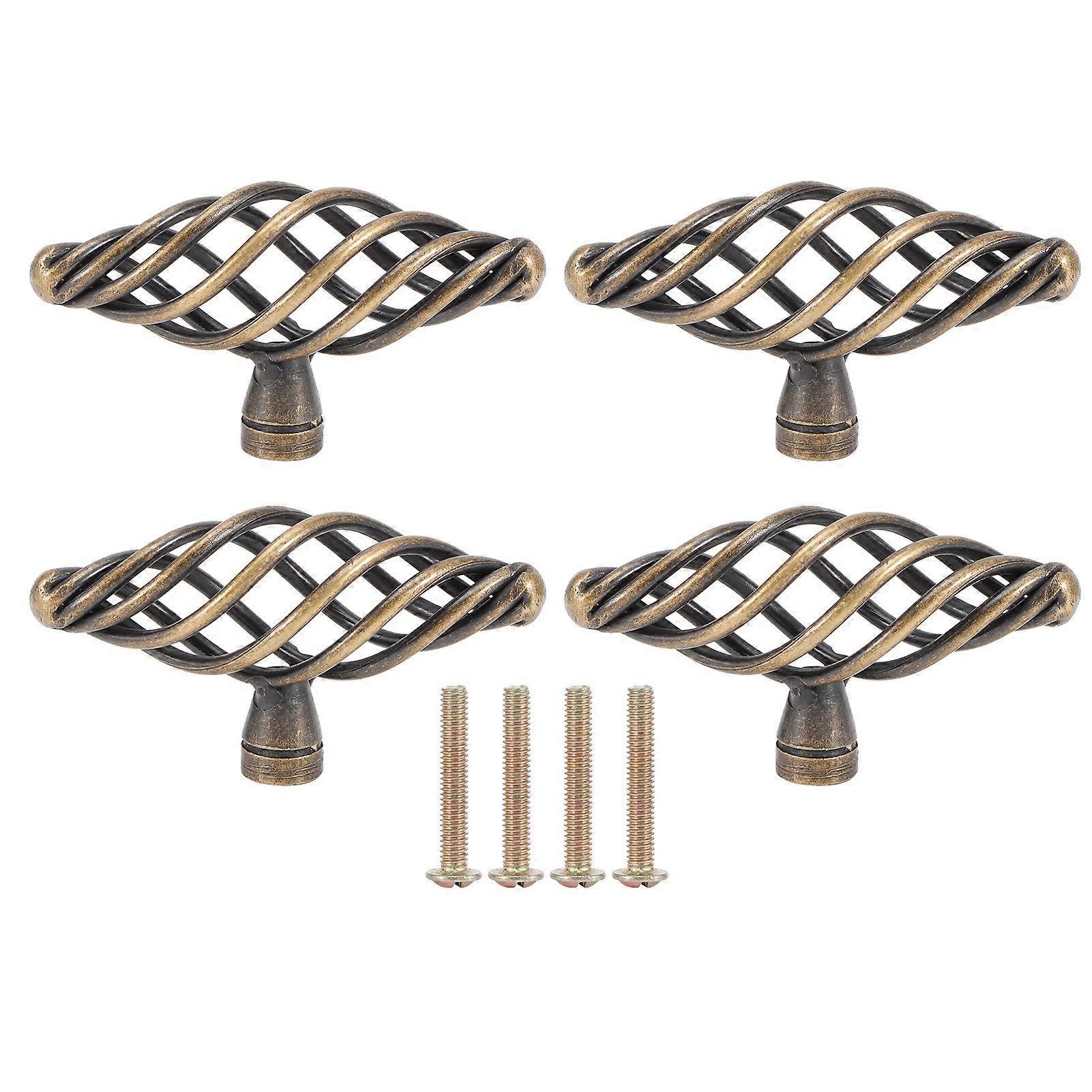 4pcs Door Handle Antique Zinc Alloy Pull Knobs Closet Wardrobe Drawer Cabinet Hardware Accessory