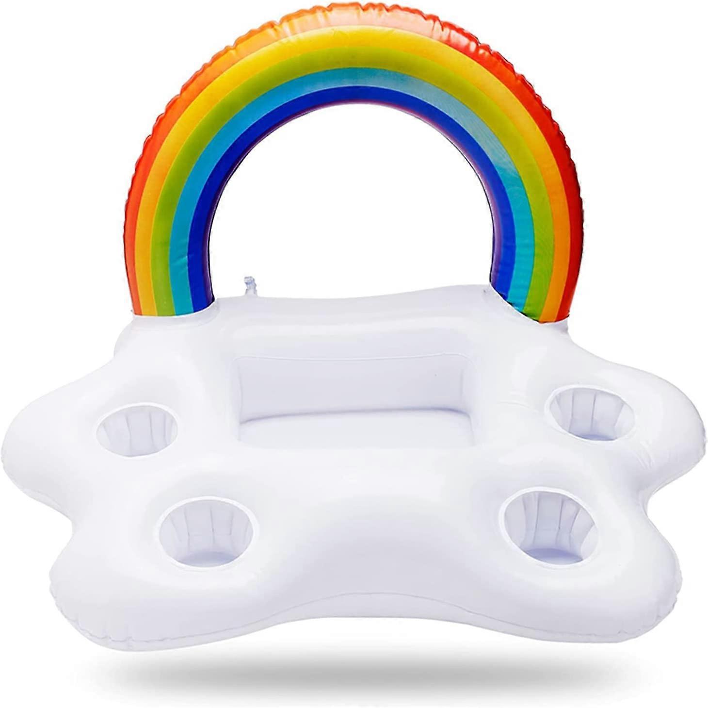 Inflatable Rainbow Cloud Drink Holder,Drink Holder Floats for Pool Bar Beach
