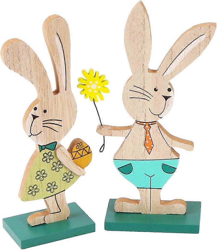 Påskepynt, påskeharepynt, sett med 2 påskeharepynt i tre til deco