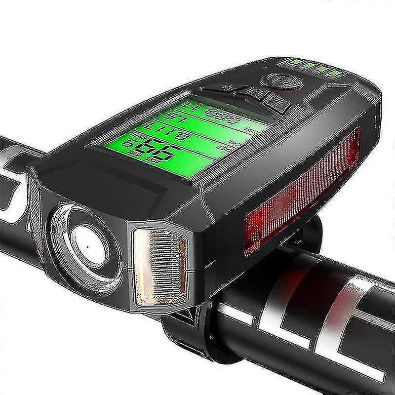 Usb Rechargeable Bike Light With Speedometer Bike Computer - Powerful Front Rear Light For Mtb, Cycling, And Mountain Biking