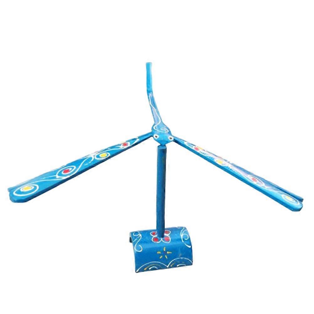 1PC Kids Balance Toy Bamboo Dragonfly Toy Educational Prop Science Display Model with Holder for Kids Children Blue