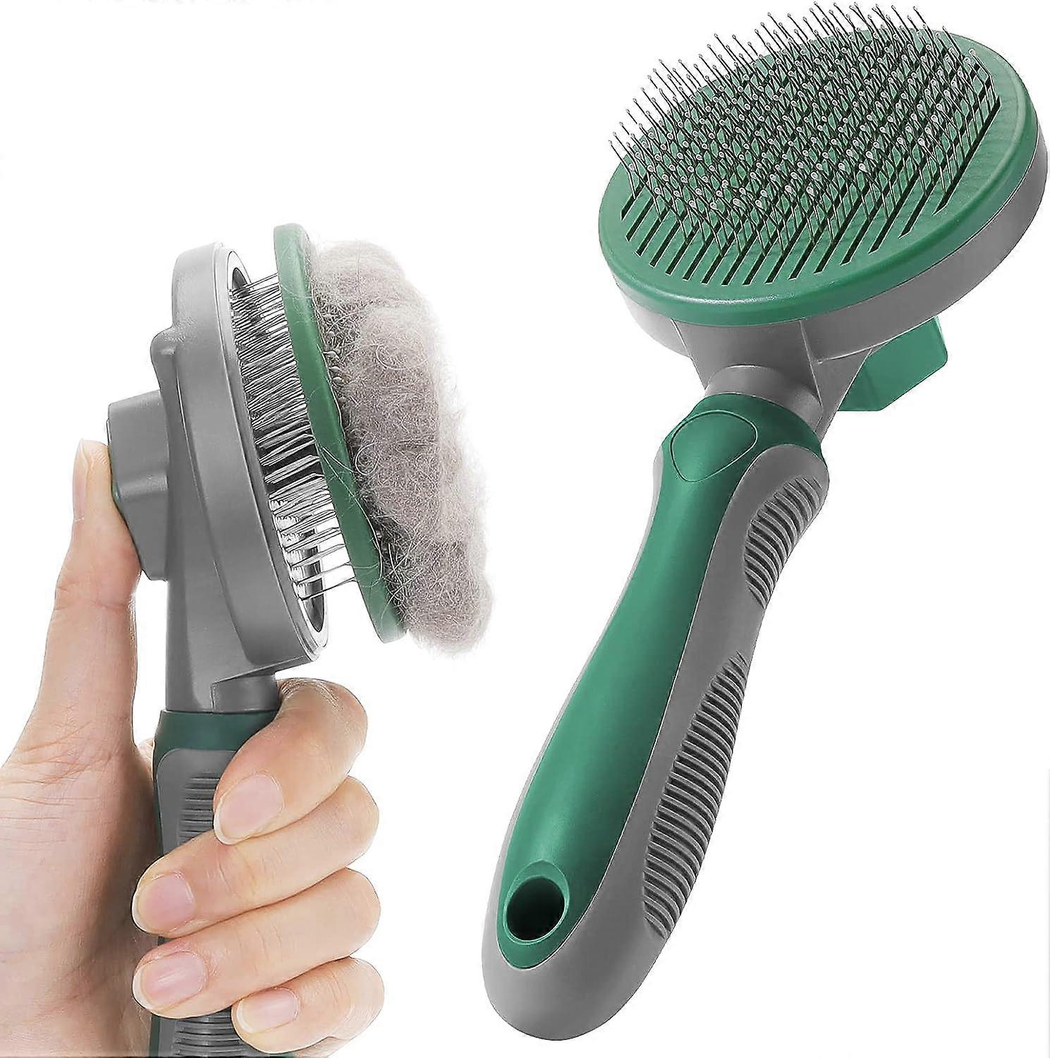 Brosse pour chat Brosse pour chien, Brosse de toilettage pour chien, Dissolvant pour poils de chat (vert olive)
