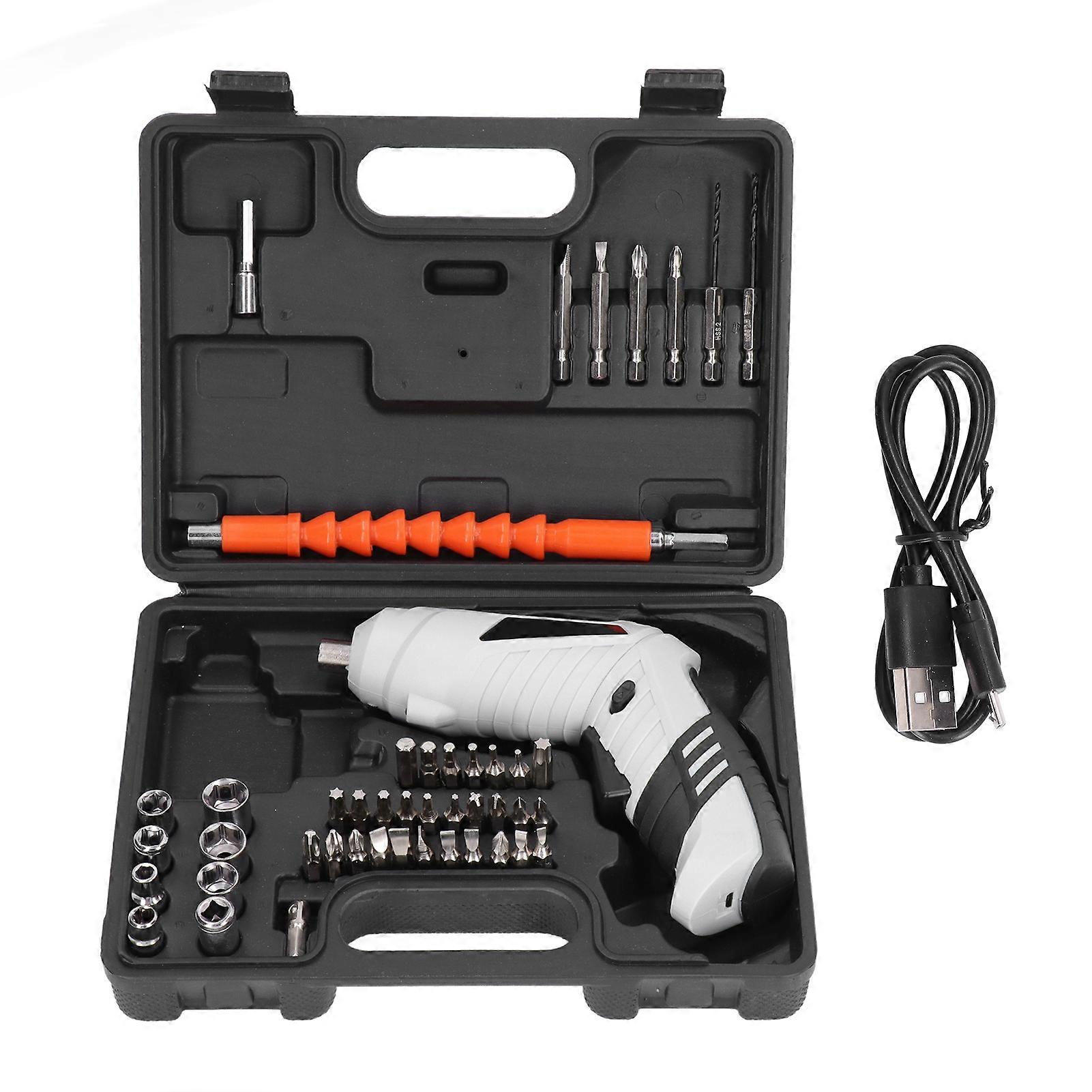 Electric Screwdriver Mini Foldable USB Lithium Battery Rechargeable Screwdriver Set 3.6V White