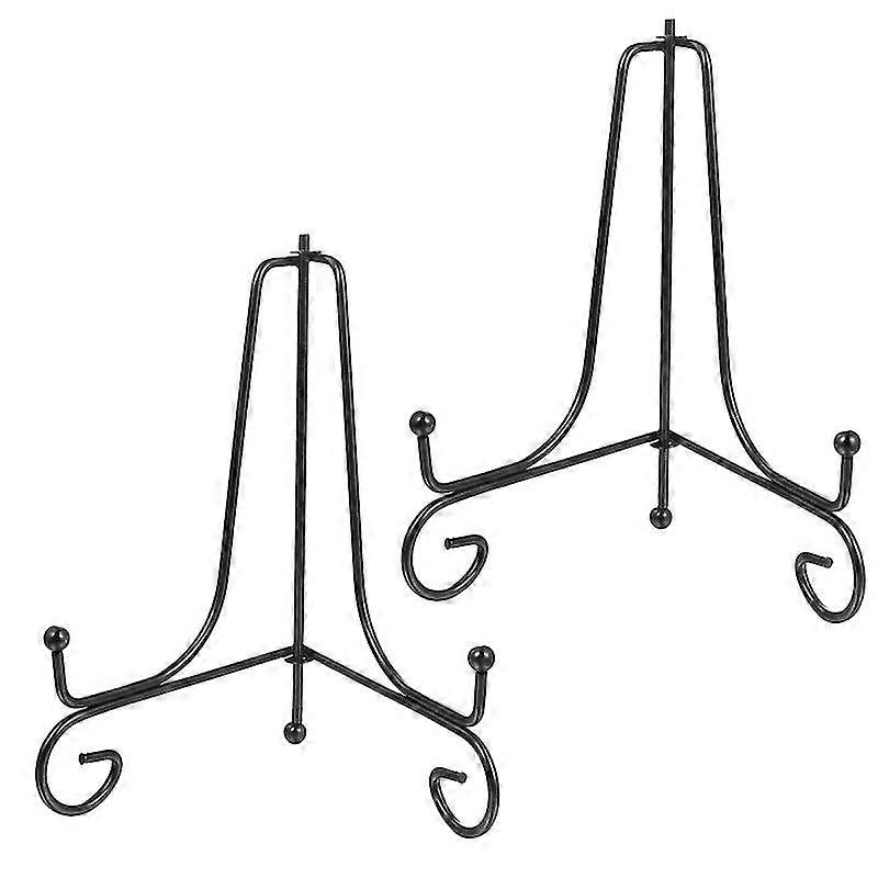 2 pcs 7 inch iron bracket desktop dish holder folding crafts display rack for home office shop brick tea display supplies (black)
