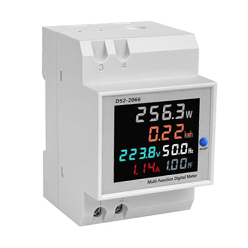 D52-2066 DIN-Rail Multi-Function Meter LCD Voltage Current Active Power Frequency Electric Energy Measurement Monitoring Device