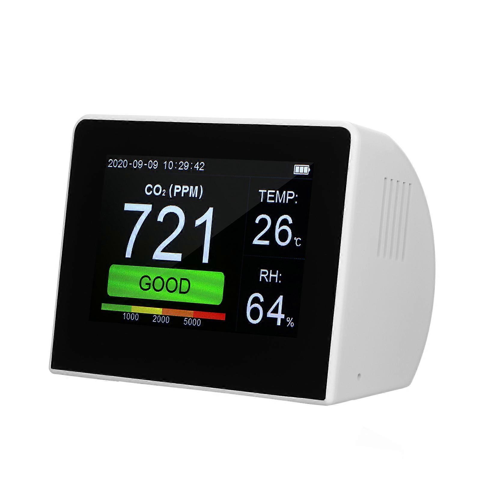 Desktop CO2/RH/Temp. 3-in-1 Multifunctional Air Quality Detector Temperature Humidity Monitor Indoor/Outdoor CO2 Meter Tester 3.5-inch Digital Hygroth