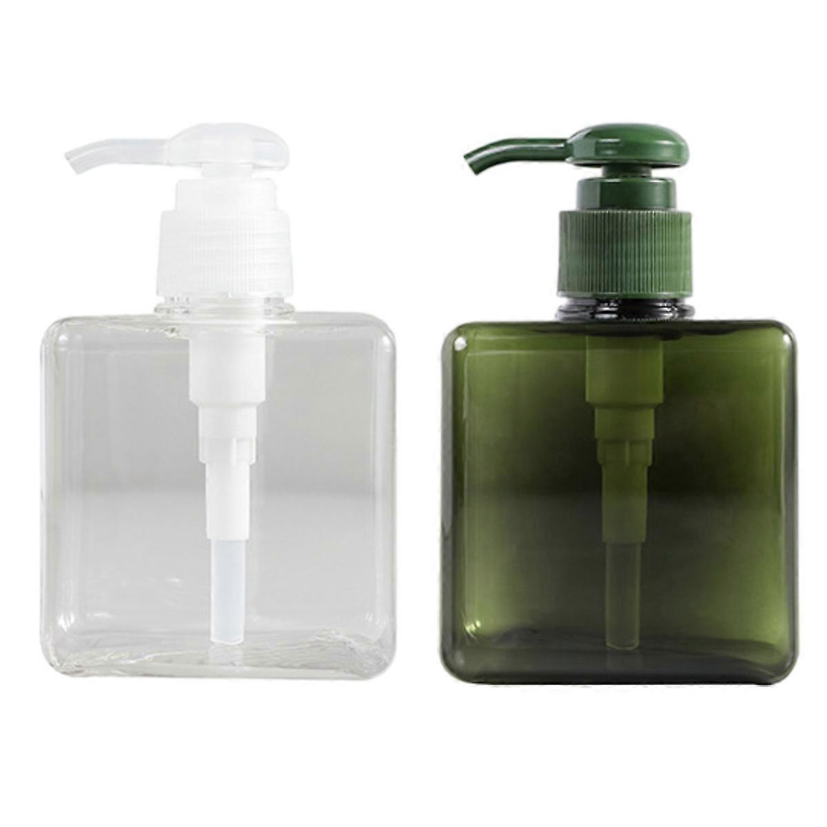 2Pack Pump Bottle Dispenser Square Plastic Lotion Dispenser Empty Lotion Pump Bottle Empty Refillable Liquid Container