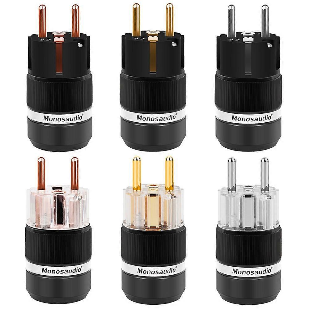 Monosaudio High End EU Pure Copper AC Power Plug Schuko Electric Power Outlet Connector AC250V 16A Screw Lock for Hifi Audio Cab