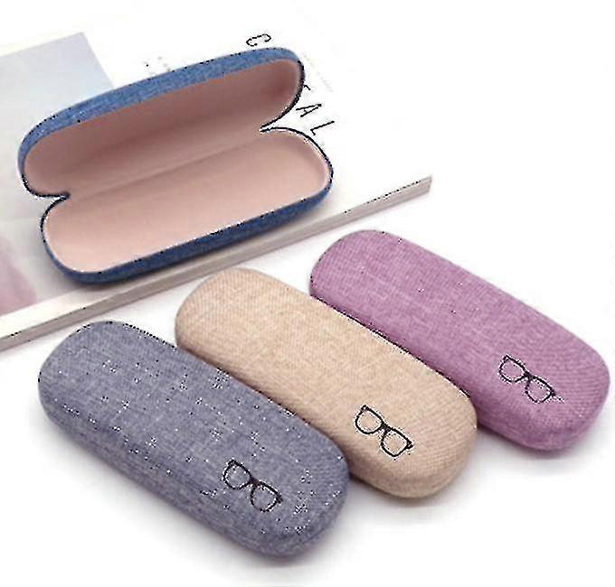 4pack Hard Shell Eyeglasses Case Protector Linen Fabrics Large Glasses Case Concise A-YUHAO