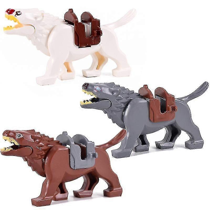 3 stuks middeleeuwse bouwstenen Hobbits Mounts Wolf Model geassembleerd speelgoed kindercadeaus-1