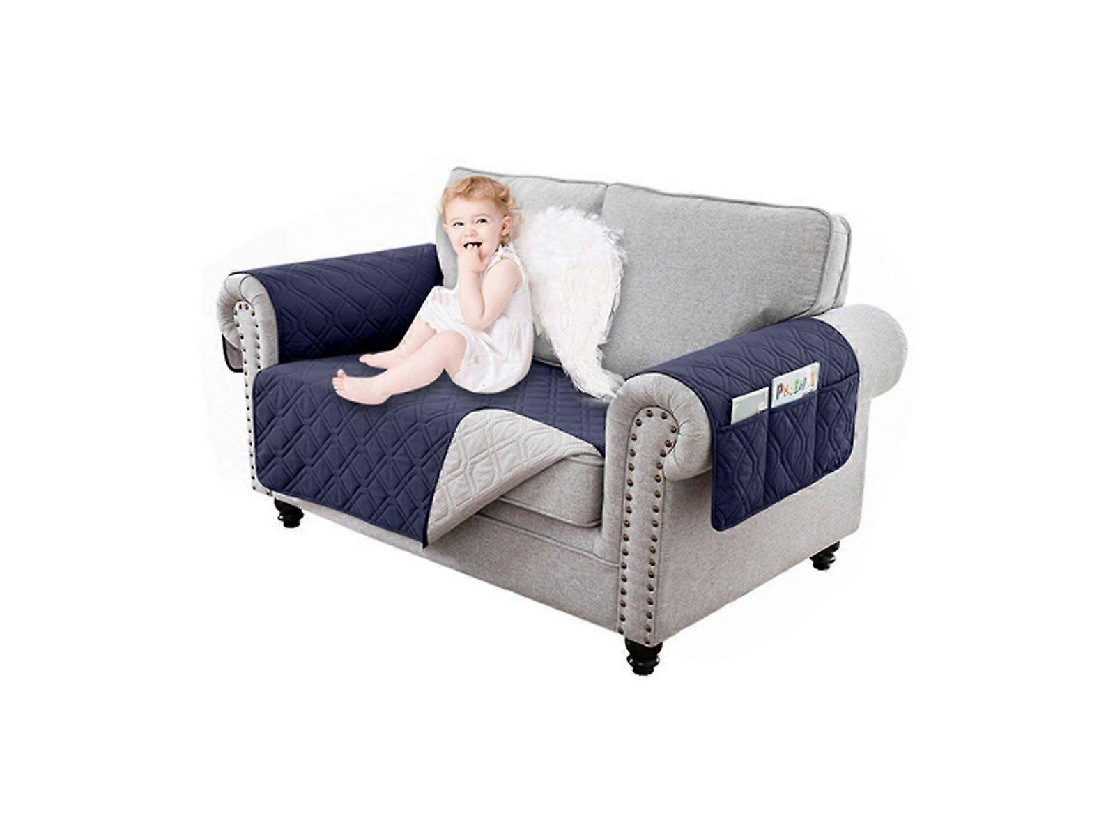 Für 2-Sitzer-Sofa Wasserabweisender Sofasitzbezug Couchbezug - Blau