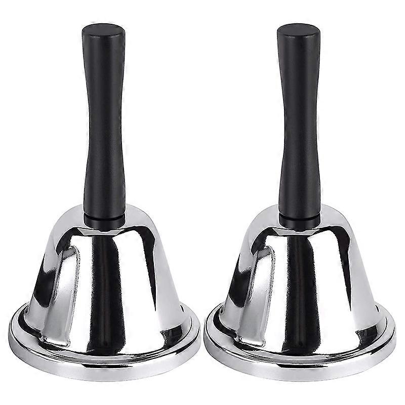 Loud Hand Bell, 2 Pack Silver Steel Hand Bells Dinner Bells for Inside Classroom Bell, for Food Lin