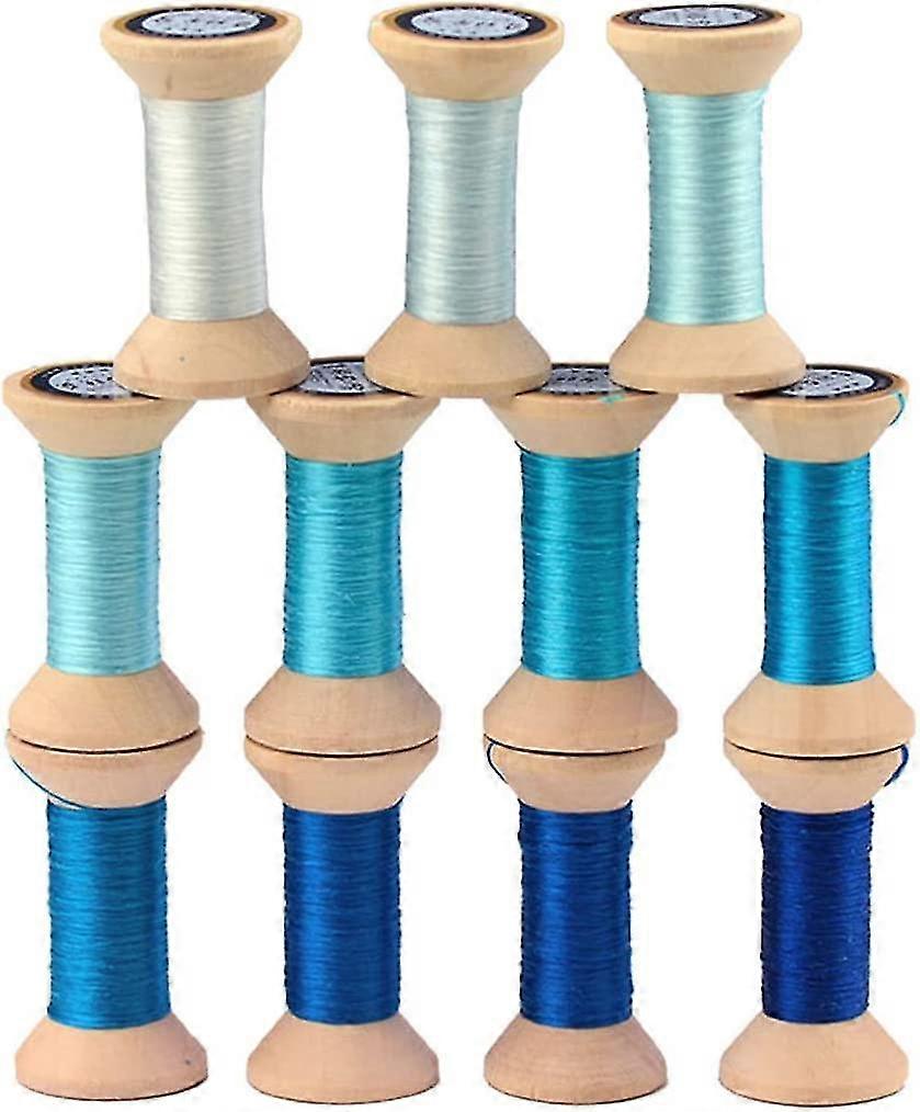 Natural 100% Mulberry Silk Handmade Embroidery Thread,11 Spools Each 24 Yards (diancui Blue Gradient)