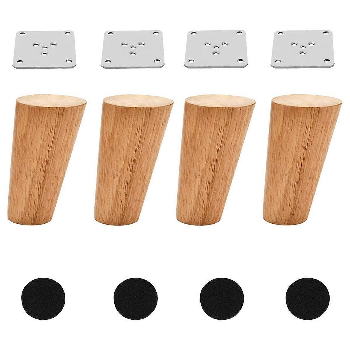Legno 4 Pollici Gambe Mobili Affusolate Set di 4 Rotondo Solido Incompiuto Mid Century Divano Piedi Replaceme