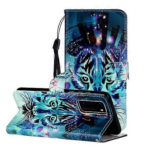 For Huawei P40 Oil Embossed Coloured Drawing Pattern Horizontal Flip PU Leather Phone Case