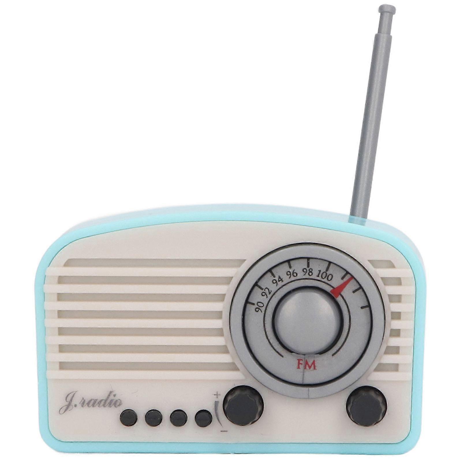 Dollhouse Mini Radio Model Vintage Cute Decoration Realistic Dollhouse Radio Model Toy for Children Sky Blue