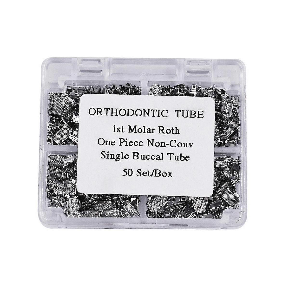 50 Sätze Zahnärztliche kieferorthopädische verklebbare bukkale Röhre .022 Geteilte Netzbasis nicht konvertierbare Einzelröhre 1. Backenzahn .022