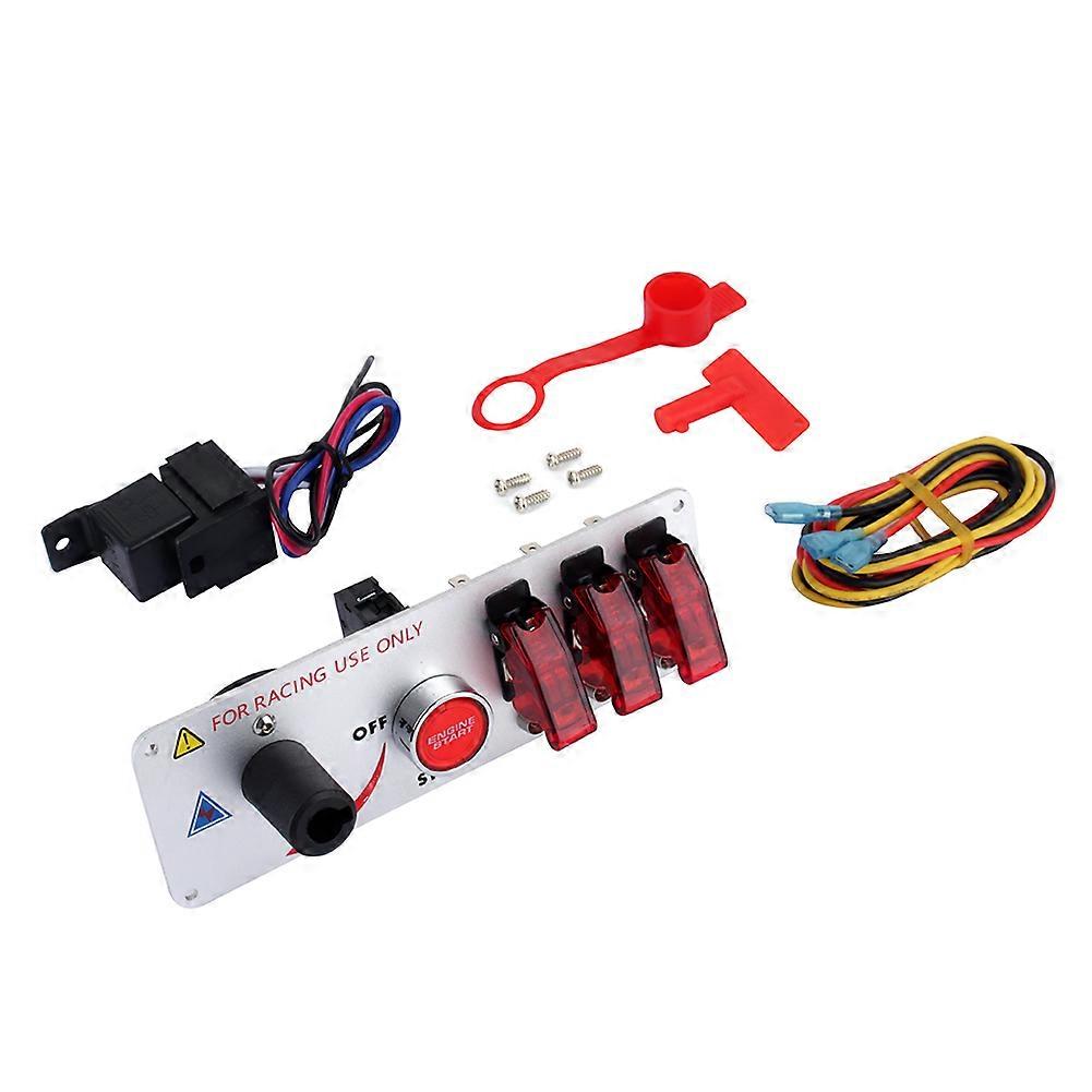 5 in 1 DC 12V Flip Up Ignition Toggle Switch Panel Car Engine Start Push Button with Led