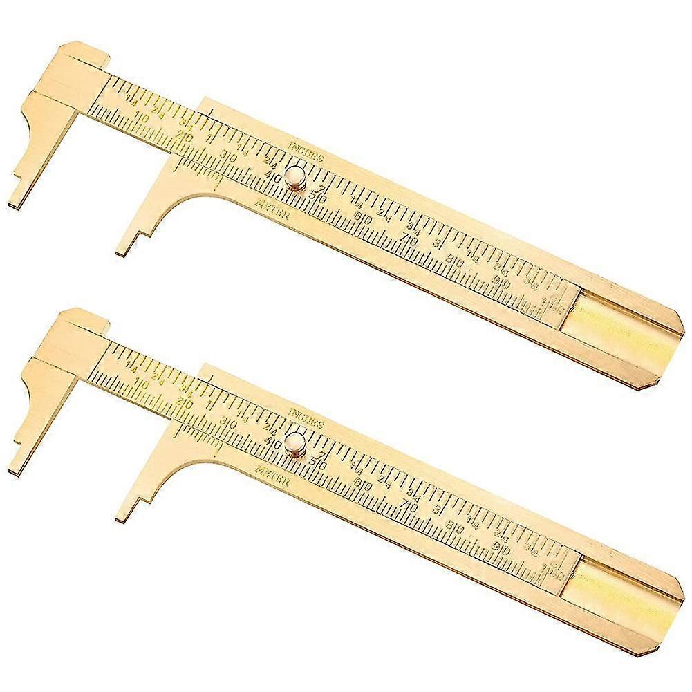 2pcs 4 Inch Vernier Caliper Brass Handy Caliper Measuring Tool Double Scale Sliding Gauge For Jewels