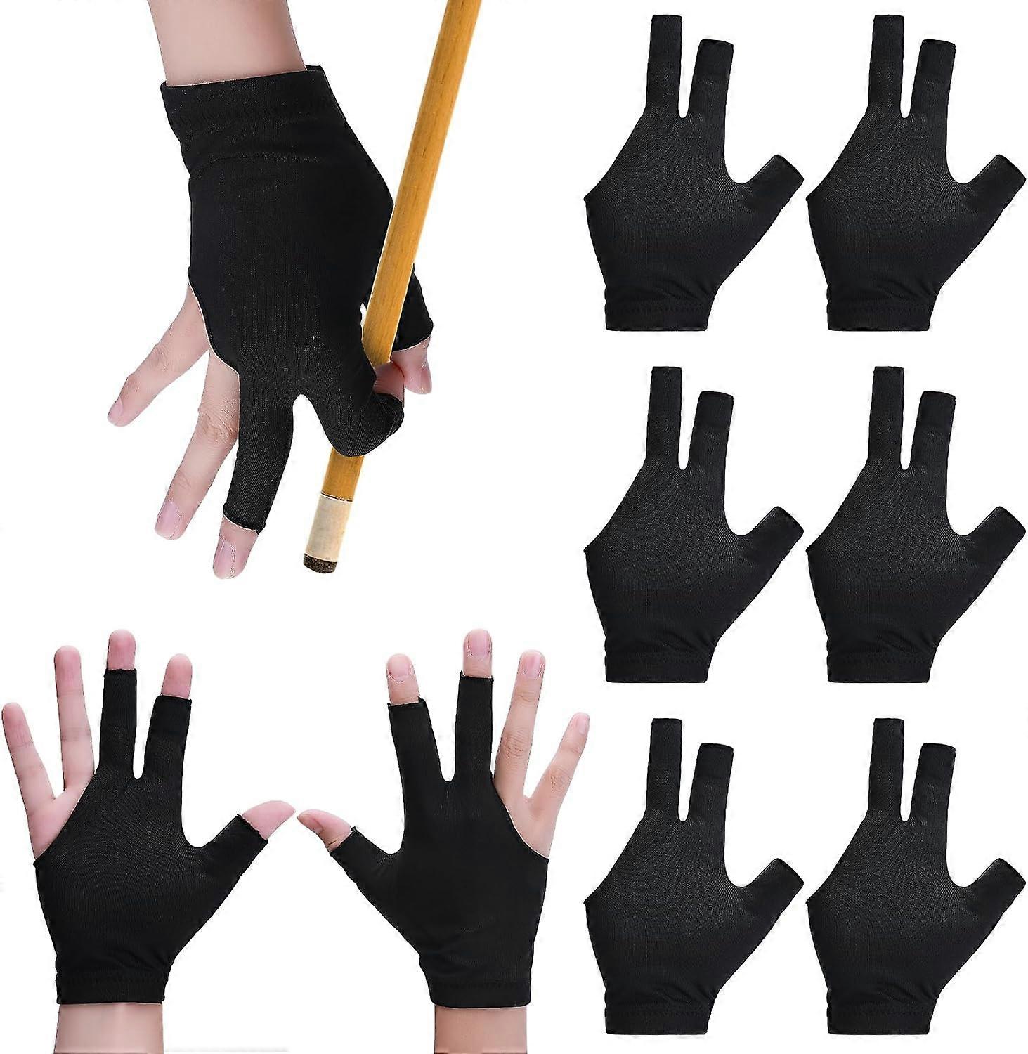 8 Pieces Billiard Gloves, 3 Fingers Pool Gloves Cue Shooter Pool Gloves Left and Right Hand Shooters Snooker Cue Sport Glove for Women Men Billiard Sh
