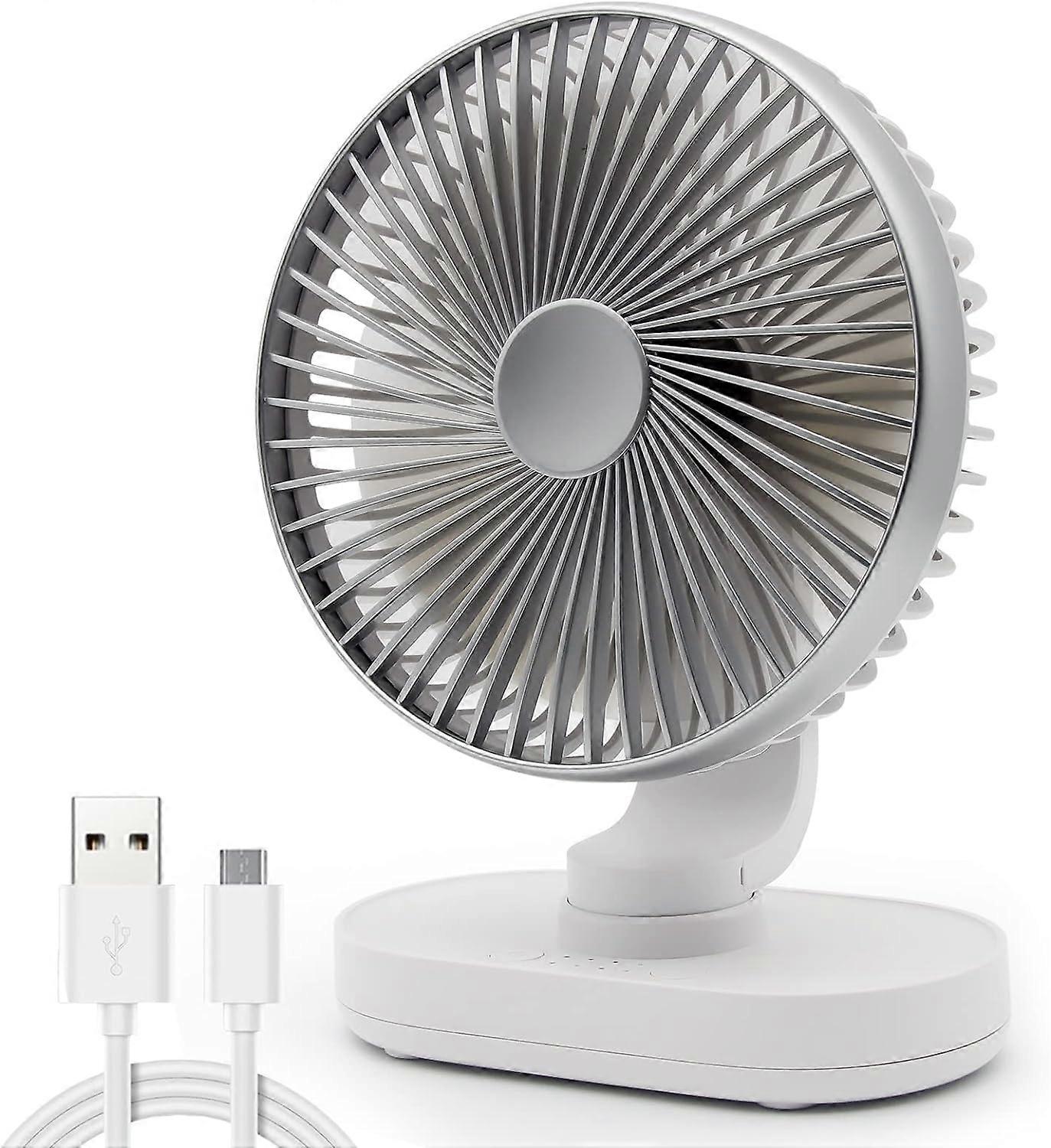Silent Desk Fan,USB Fan Table Cooling,Quiet Operation,Silver