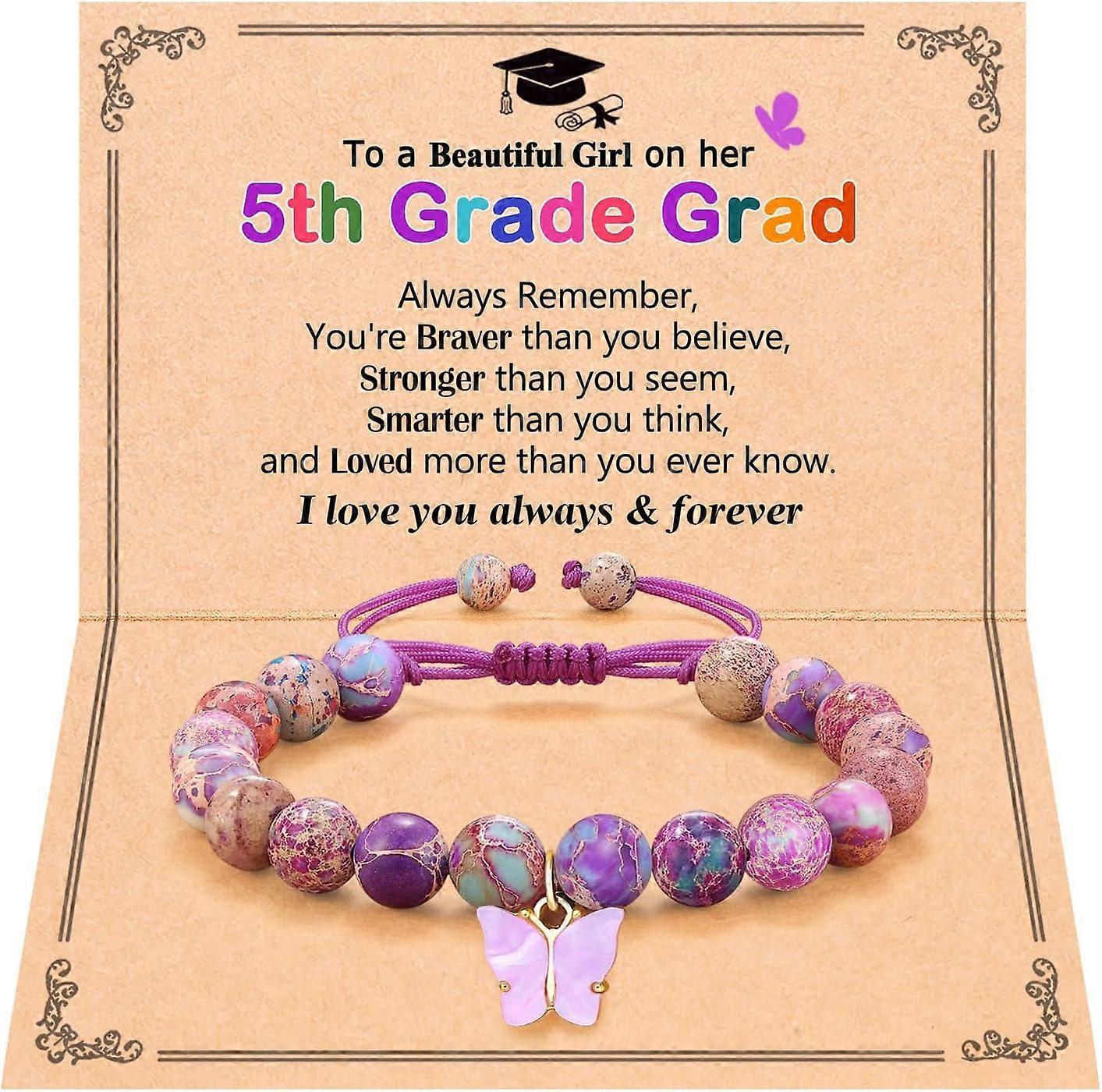Natural Stone Beautiful Purple Butterfly Bracelet Graduation Gifts for Girls Daughter Granddaughter