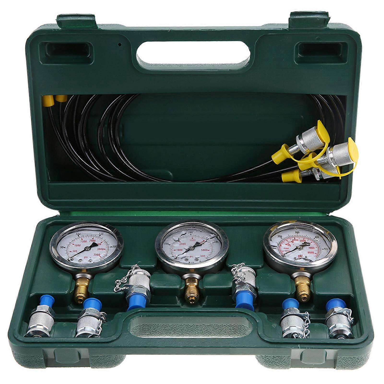 Excavator Hydraulic Pressure Test Kit with Testing Point Coupling and Gauge
