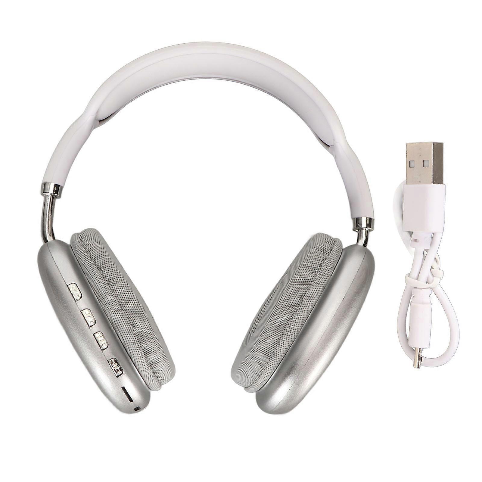 Bluetooth Headphone HiFi Deep Bass Built in Mic Support Memory Card Wireless Headset for Running Travel White YEMMA