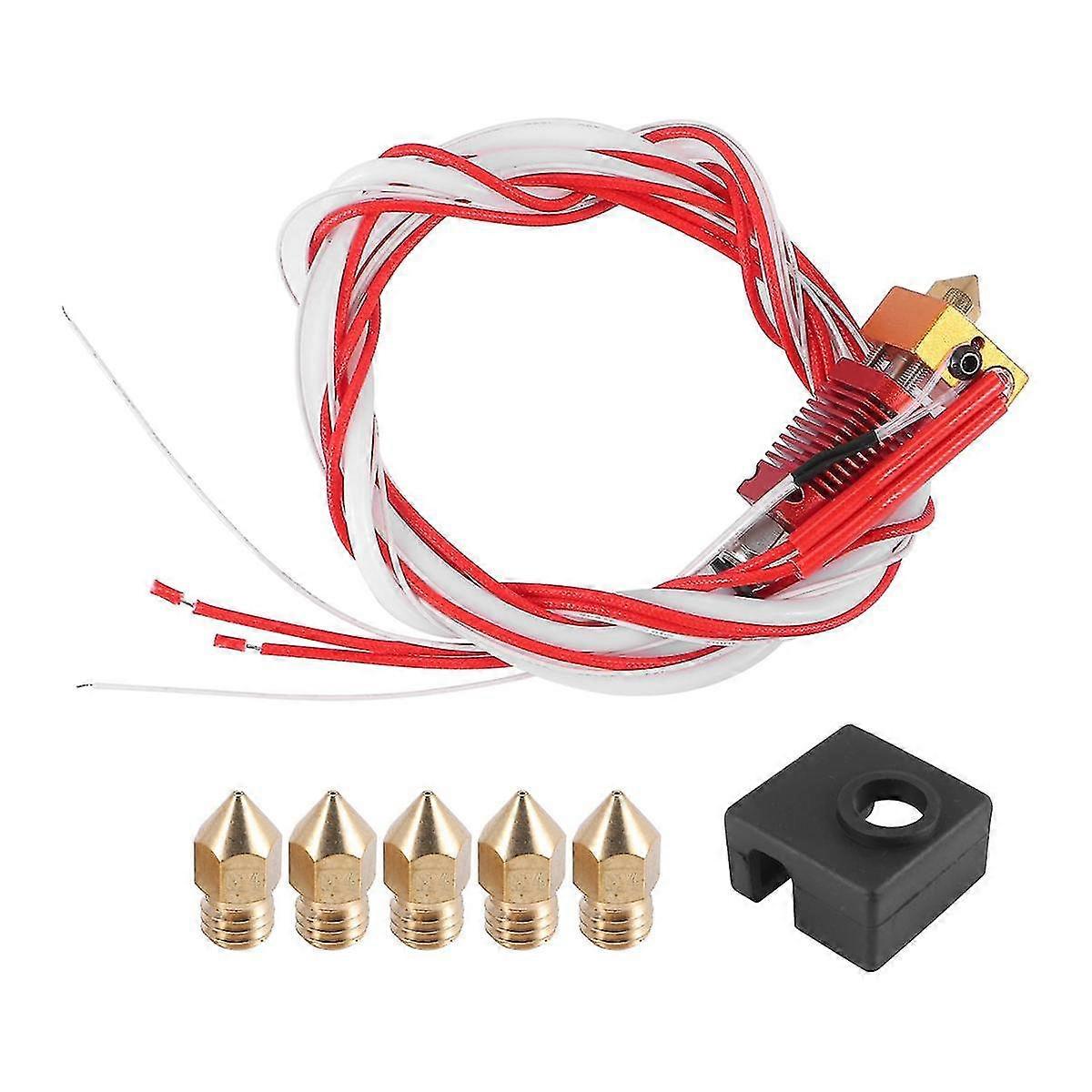 3D Printer Extruder Assembled MK8 Hot End Kit compatible with Ender 3 / Ender 3 Pro with Aluminum Heating Block, 1.75mm, 0.4mm Nozzle