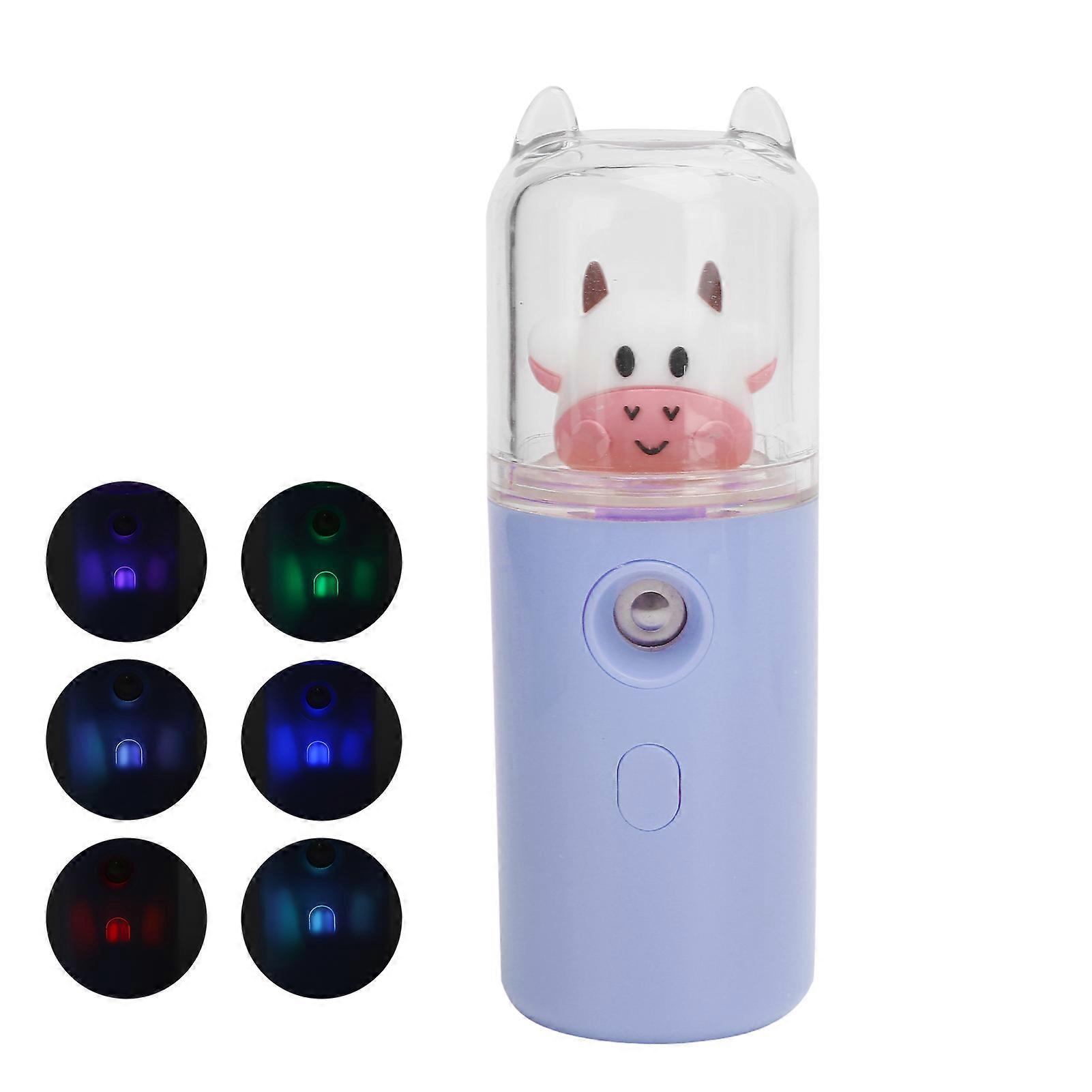Portable Nano Facial Mister Moisturizing Handy Cool Mist Sprayer with Color Light FunctionPurple