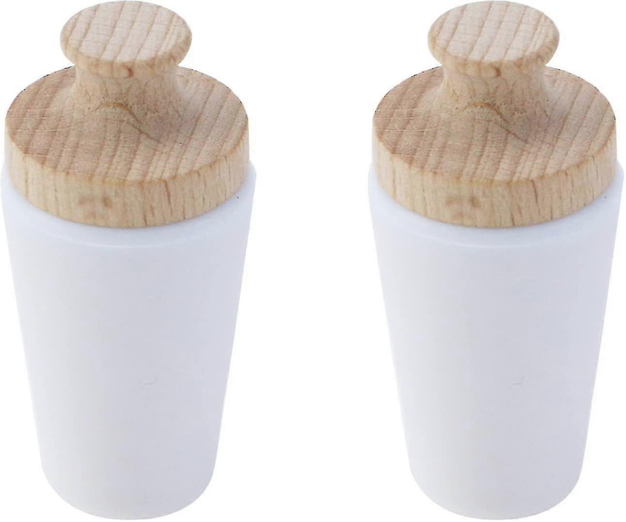 2-pack Solid Wood Wine Corks, Beer Caps Reusable (white)