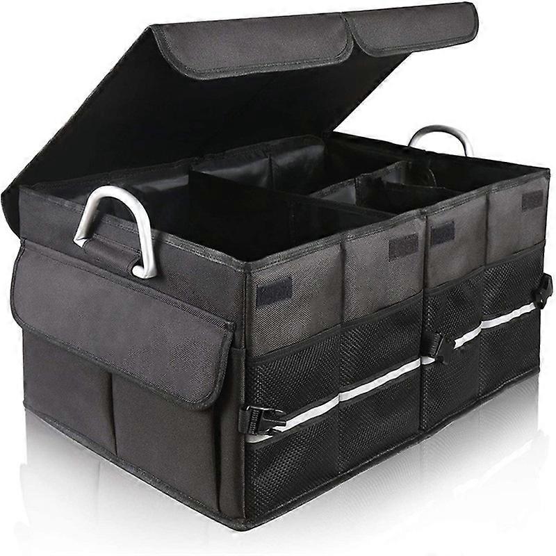 EVAGO Storage Bag Waterproof Car Trunk Organizer,Trunk Storage Box with Cover Large Capacity with Multi-Compartment and Adjustable Securing Straps