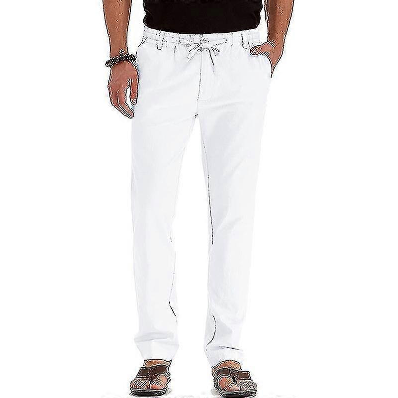 Mens Leisure With Pockets Trousers Drawstring Solid Color Pants Jogger Plain Elastic Waist Loungewear