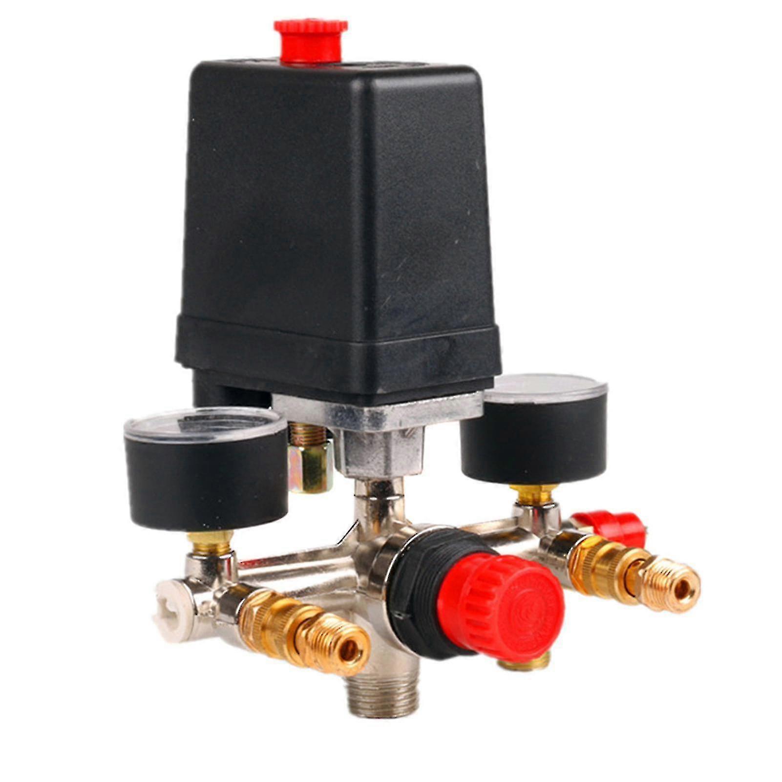 90-120psi Air Compressor Manifold Regulator Gauges Pressure Durable Switch Control SY
