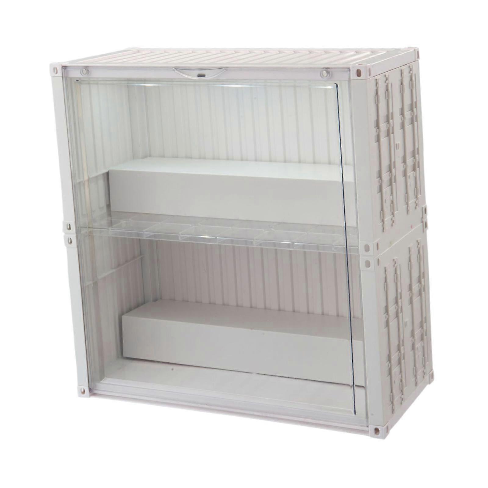 Mini Figure Display Case Statue Action Figures Toys Countertop Dolls Cabinet White