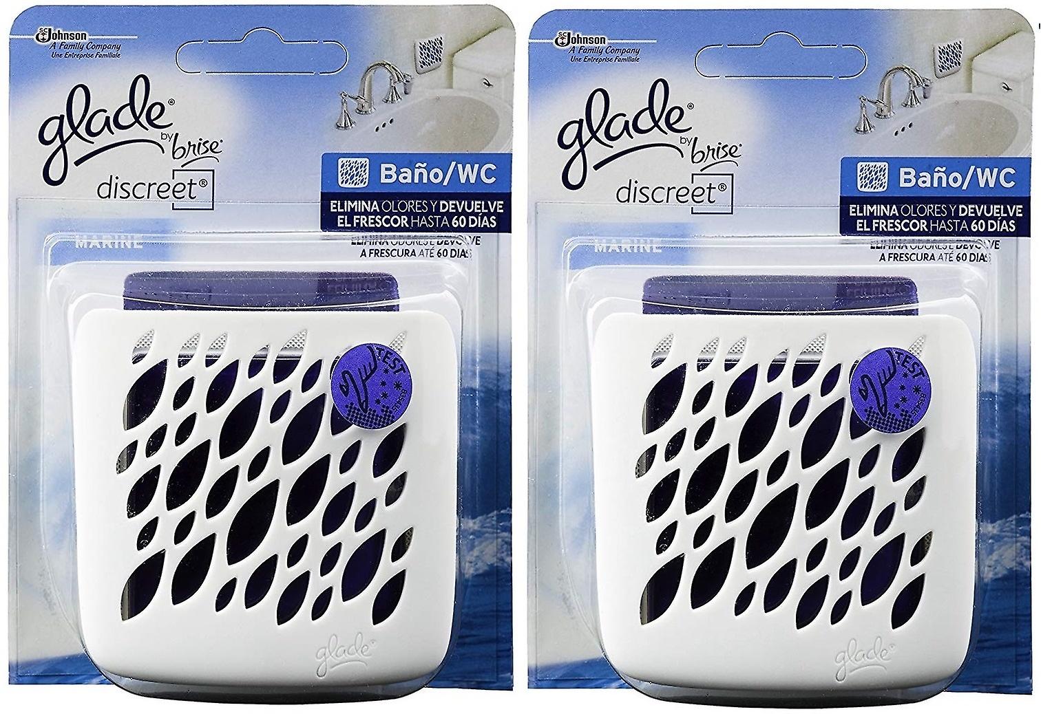 2 x Glade Discreet Bathroom Unit & Refill 8g - Marine