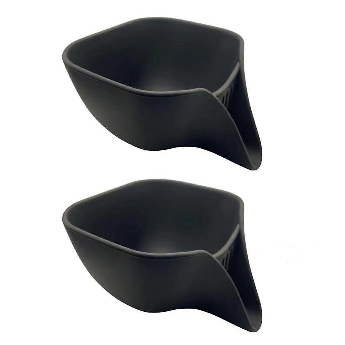 2Pcs Multi-Function Water Filter Basket with Spout,Drain Basket,Silicone Sink Strainer Basket Kitchen Gadgets Black