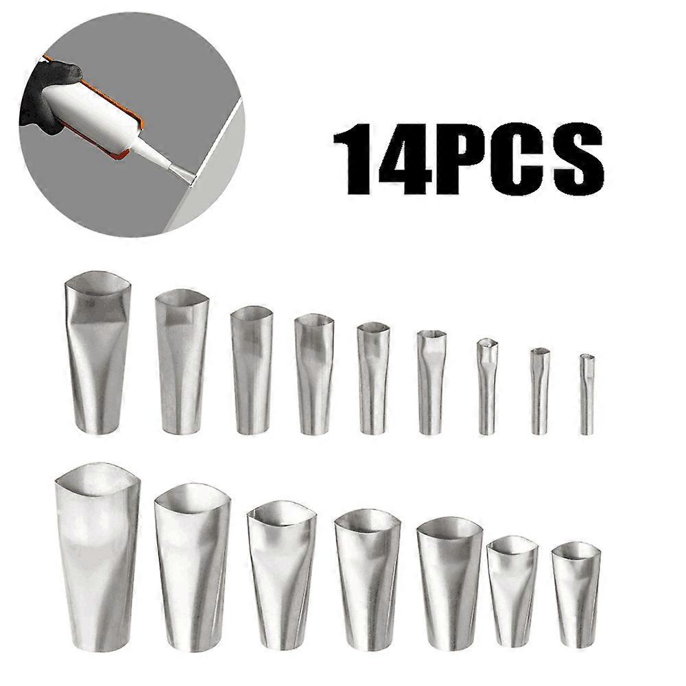 Caulking Finishing Nozzle, 14pcs Stainless Steel Sealant Nozzle, Caulking Finisher, Caulking Nozzle Applicator for Kitchen Bathroom Window, Finishing