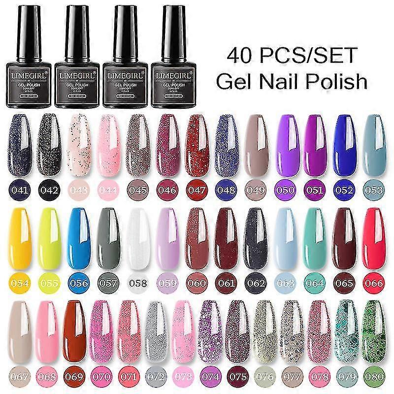 Multi Color Gel Nail Polish Set 80 Colors Semi Permanent Uv Led Gel Clear Soak Nail Polish Primer-combo3-(niubi)