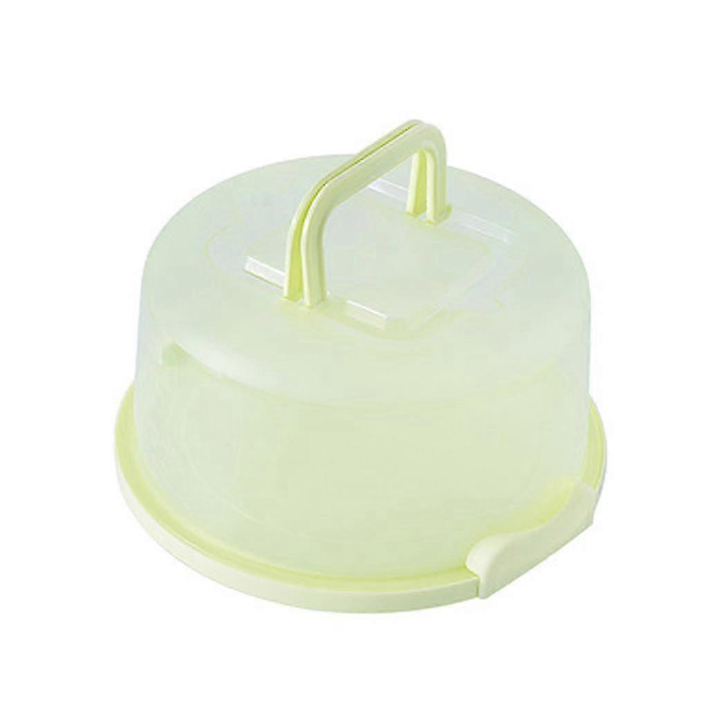 Plastic Cake Stand With Handle Round Container For Small Cakes 8" Diameter - Green