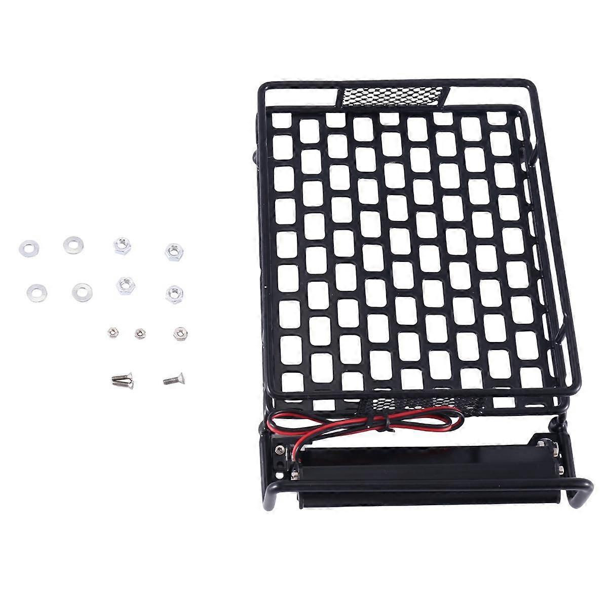 Fém 170X110Mm csomagtartó tetőcsomagtartó LED lámpákkal CC01 CR01 D90 axiális SCX10 1/10 RC lánctalpas autó