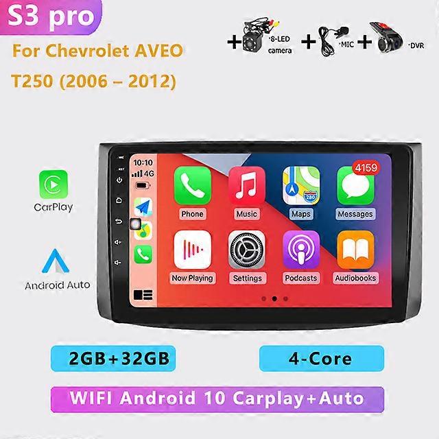 Android 10.0 auto Car Radio GPS Navigation Multimedia Player 4G+WiFi Carplay Video 2din for Chevrolet AVEO T250 2006 - 2012