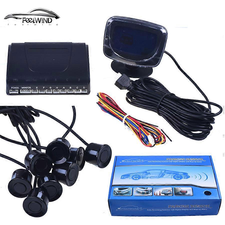 Car Parking Sensors 8 Weatherproof Rear Front View Reverse Backup Radar Kit System LCD Display Monitor
