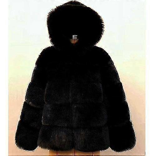 Talvi Paksu Lämmin Tekoturkis Naisten Plus Koko Hupullinen Pitkähihainen Takki