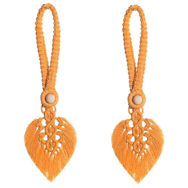 2 Pack Boho Curtain Tiebacks, Curtain Holdbacks with Adjustable Natural Wooden Bead, for Indoor Out