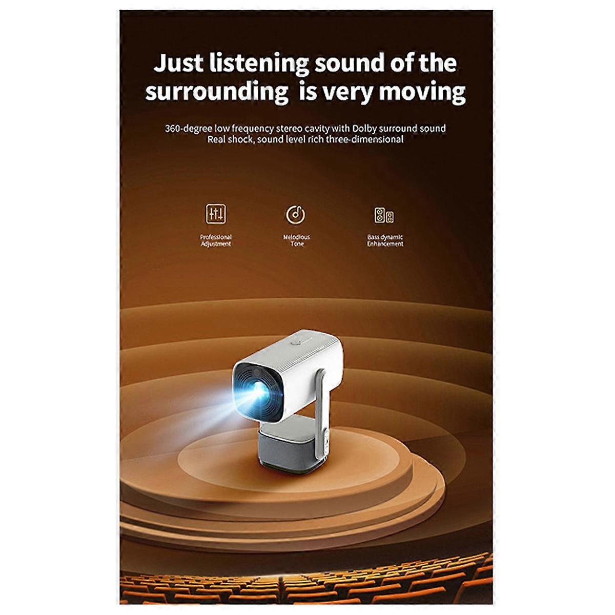 4K WiFi-projektor K2 PTZ Smart Android11 ​​Bærbar hjemmekino Video LED Bluetooth Miniprojektor US Plugg