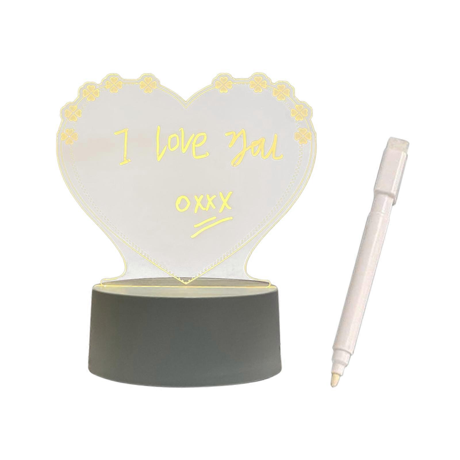 Desktop Heart Shape Acrylic Panel With LED Lights Night Lamp Luminous Reminder Board