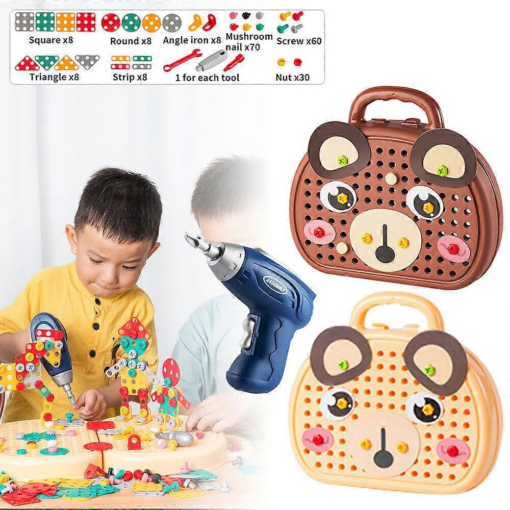 New Upgraded Creativity Tool Box, Creative Puzzle Toy with Electric Drill Screw Tool Set